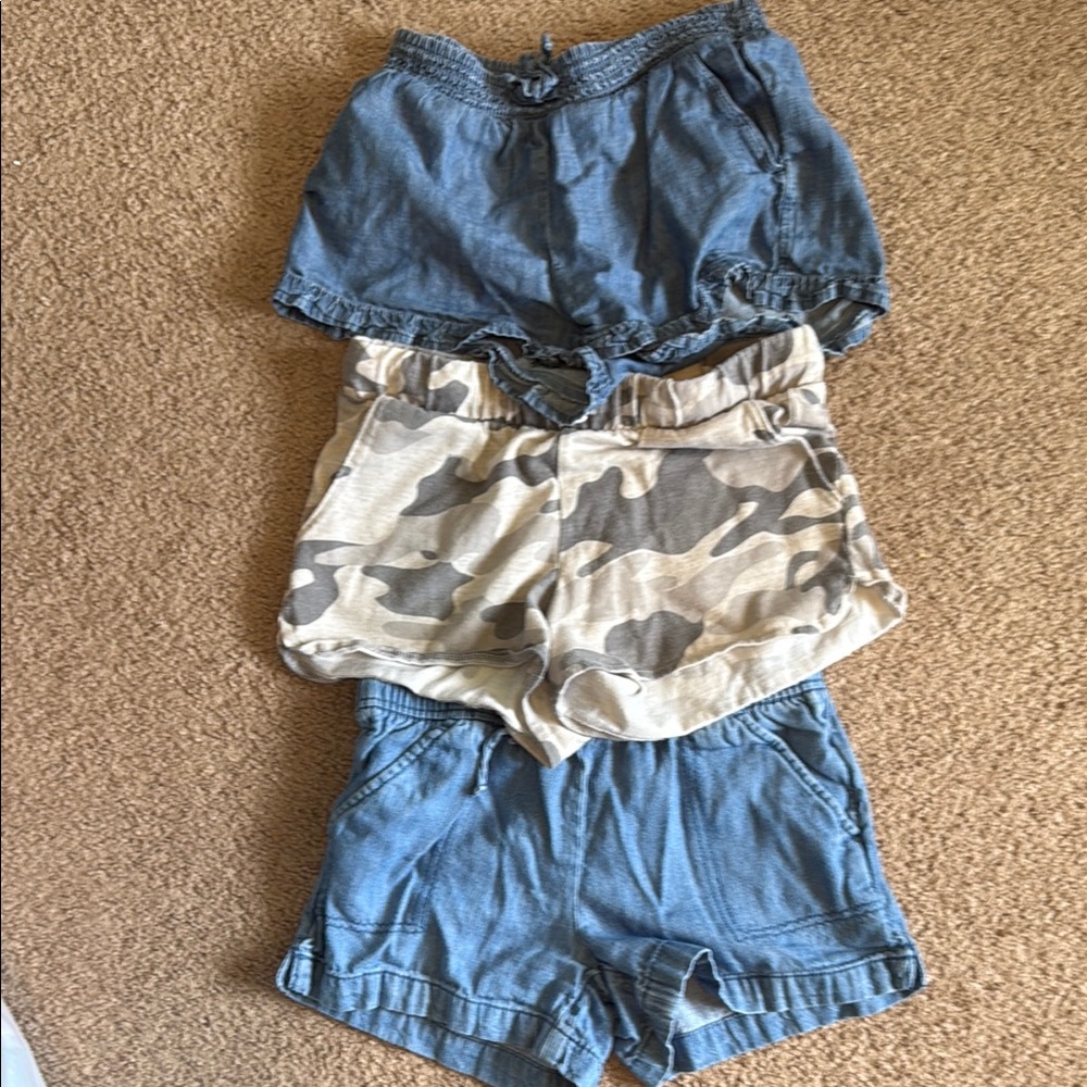 Set of Three Casual Shorts - Jean and camo. Girls size 8